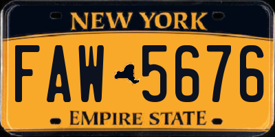 NY license plate FAW5676