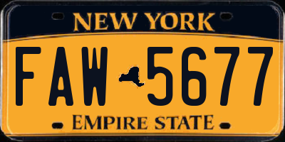 NY license plate FAW5677