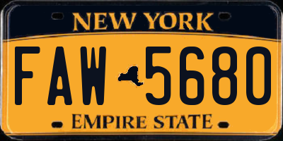 NY license plate FAW5680