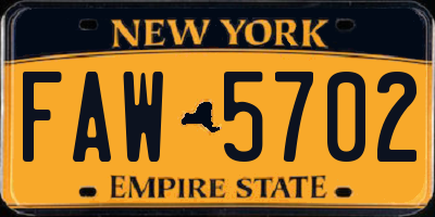 NY license plate FAW5702
