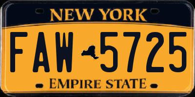 NY license plate FAW5725