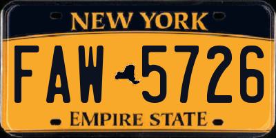 NY license plate FAW5726