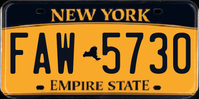 NY license plate FAW5730