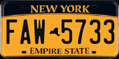 NY license plate FAW5733
