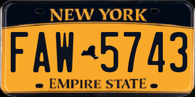 NY license plate FAW5743