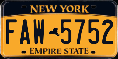 NY license plate FAW5752