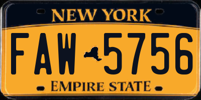 NY license plate FAW5756