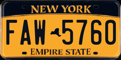 NY license plate FAW5760