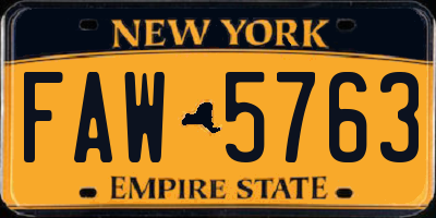 NY license plate FAW5763