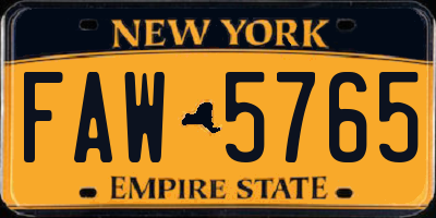 NY license plate FAW5765