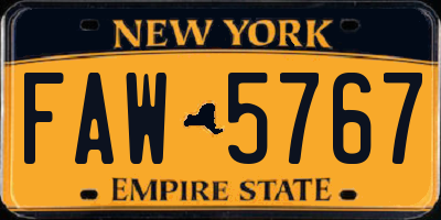 NY license plate FAW5767