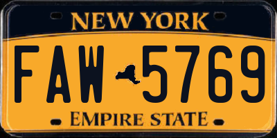 NY license plate FAW5769