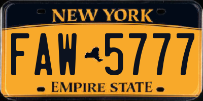 NY license plate FAW5777