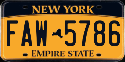 NY license plate FAW5786