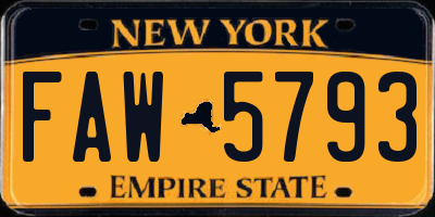NY license plate FAW5793