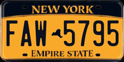 NY license plate FAW5795