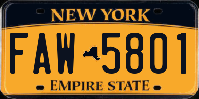 NY license plate FAW5801