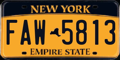 NY license plate FAW5813