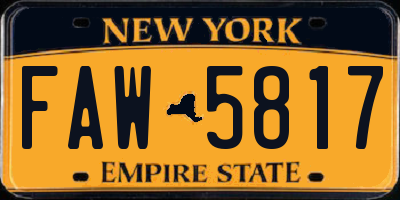 NY license plate FAW5817