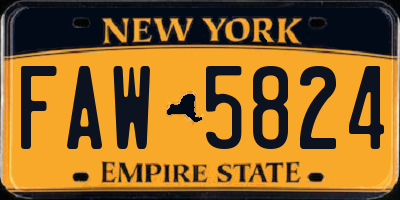 NY license plate FAW5824