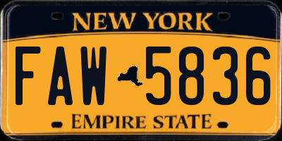 NY license plate FAW5836