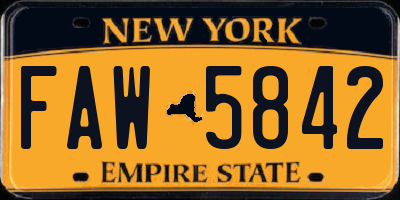 NY license plate FAW5842