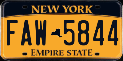 NY license plate FAW5844