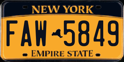 NY license plate FAW5849