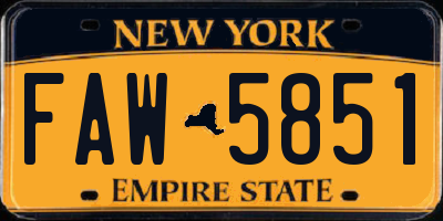 NY license plate FAW5851