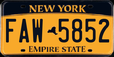 NY license plate FAW5852
