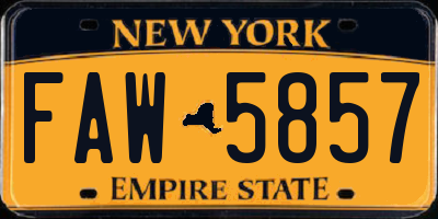 NY license plate FAW5857