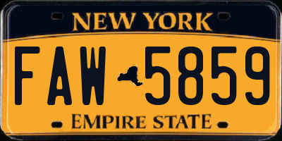 NY license plate FAW5859