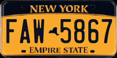 NY license plate FAW5867