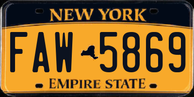 NY license plate FAW5869