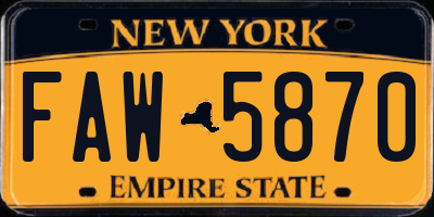 NY license plate FAW5870