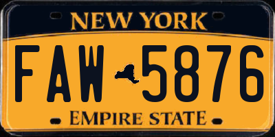 NY license plate FAW5876