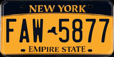 NY license plate FAW5877