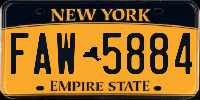 NY license plate FAW5884