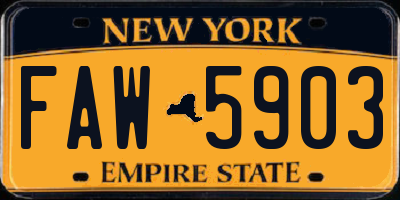 NY license plate FAW5903