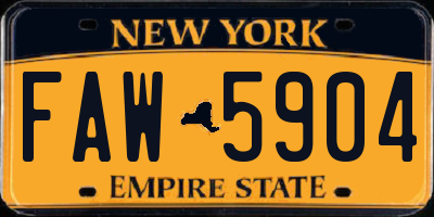 NY license plate FAW5904