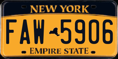 NY license plate FAW5906