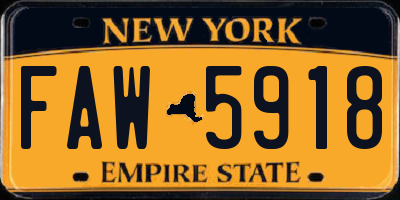 NY license plate FAW5918