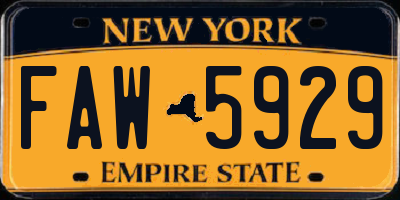 NY license plate FAW5929