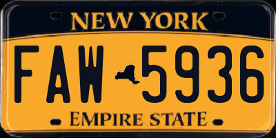 NY license plate FAW5936