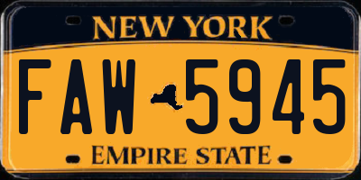 NY license plate FAW5945