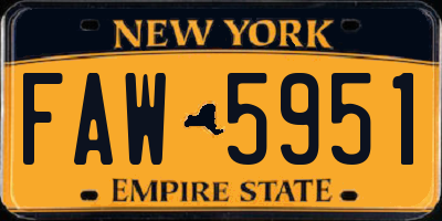 NY license plate FAW5951
