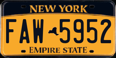 NY license plate FAW5952