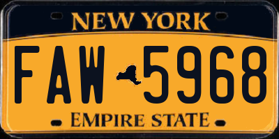 NY license plate FAW5968