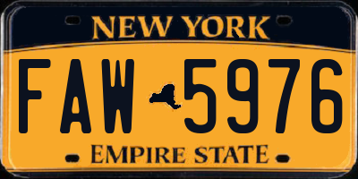 NY license plate FAW5976