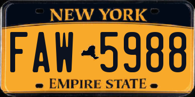 NY license plate FAW5988